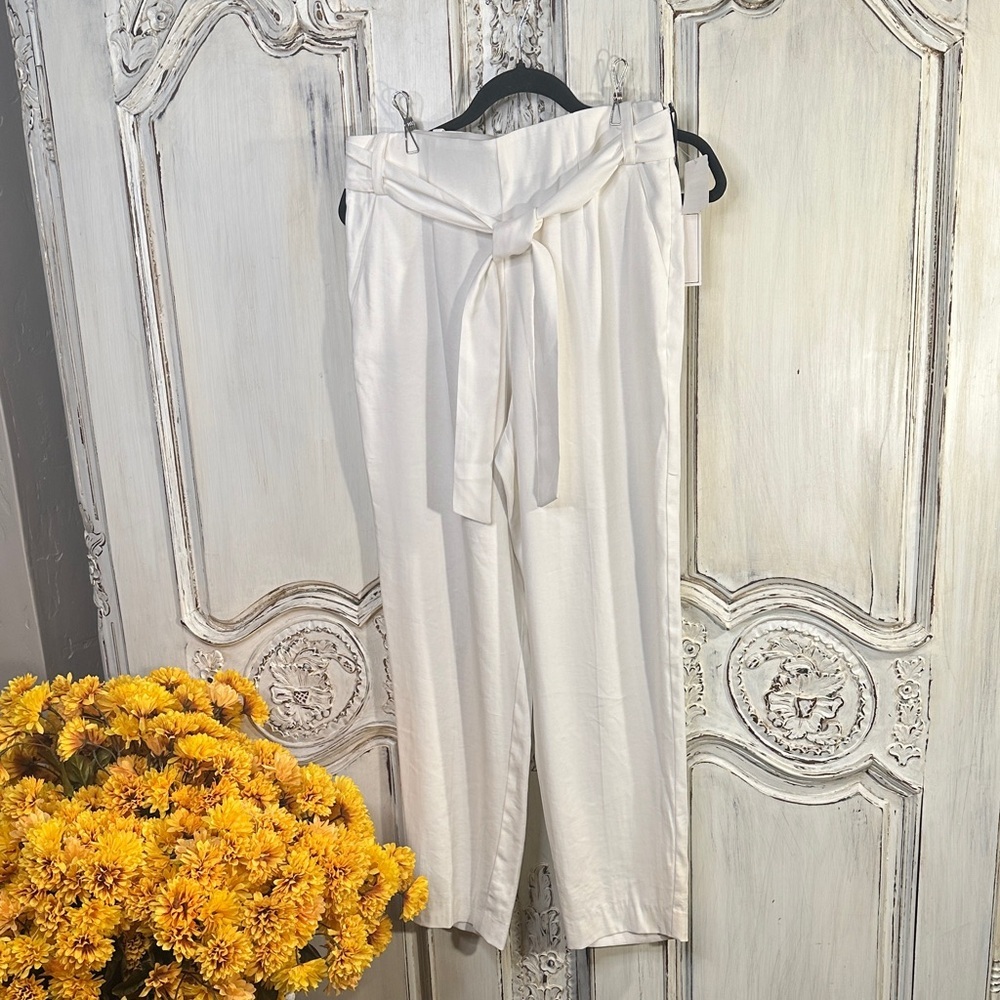 1State Elegant White Tie-Waist Pants NWT